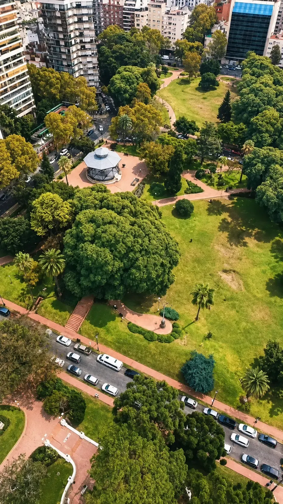 Vista aérea del parque de las Barrancas de Belgrano